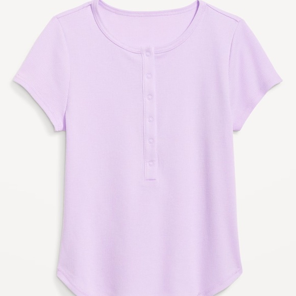 NWT OLD NAVY Short-Sleeve Waffle-Knit Henley Top Color: Lavender Aura - Picture 1 of 9